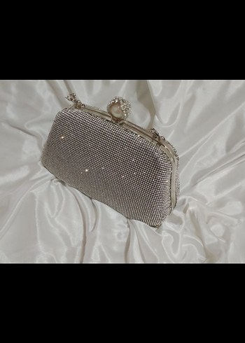 gümüş Desenli Payetli Metal Abiye Çanta - Görsel 2