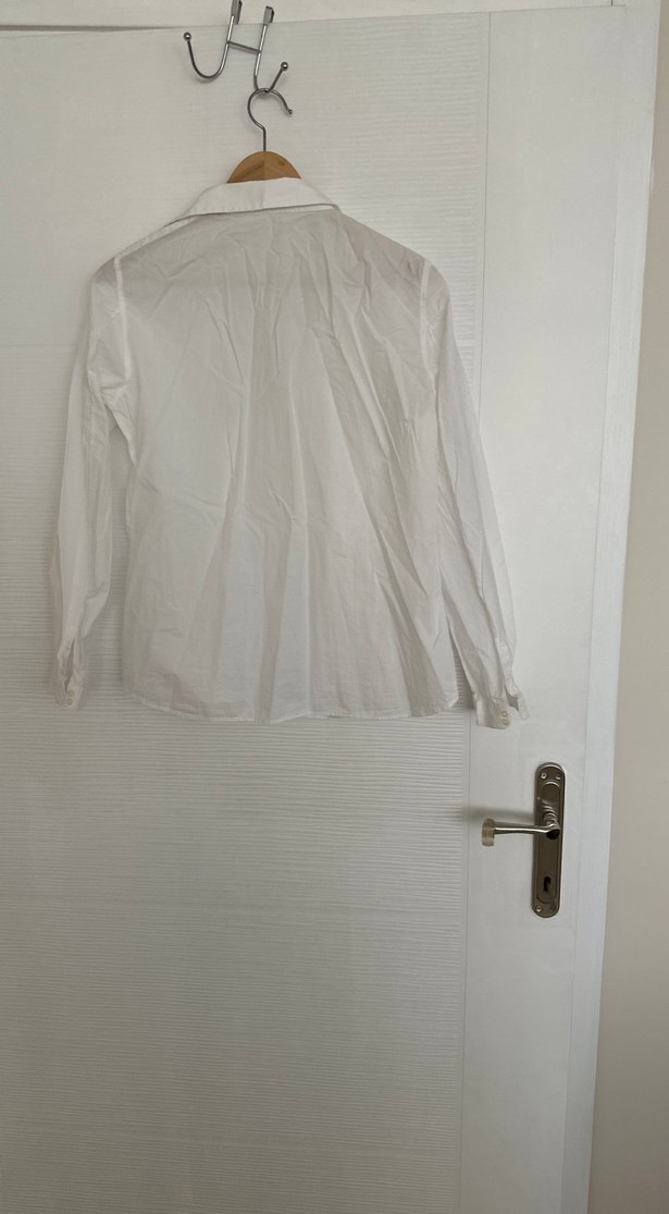 Beyaz Düğmeli Keten Gömlek - Görsel 2