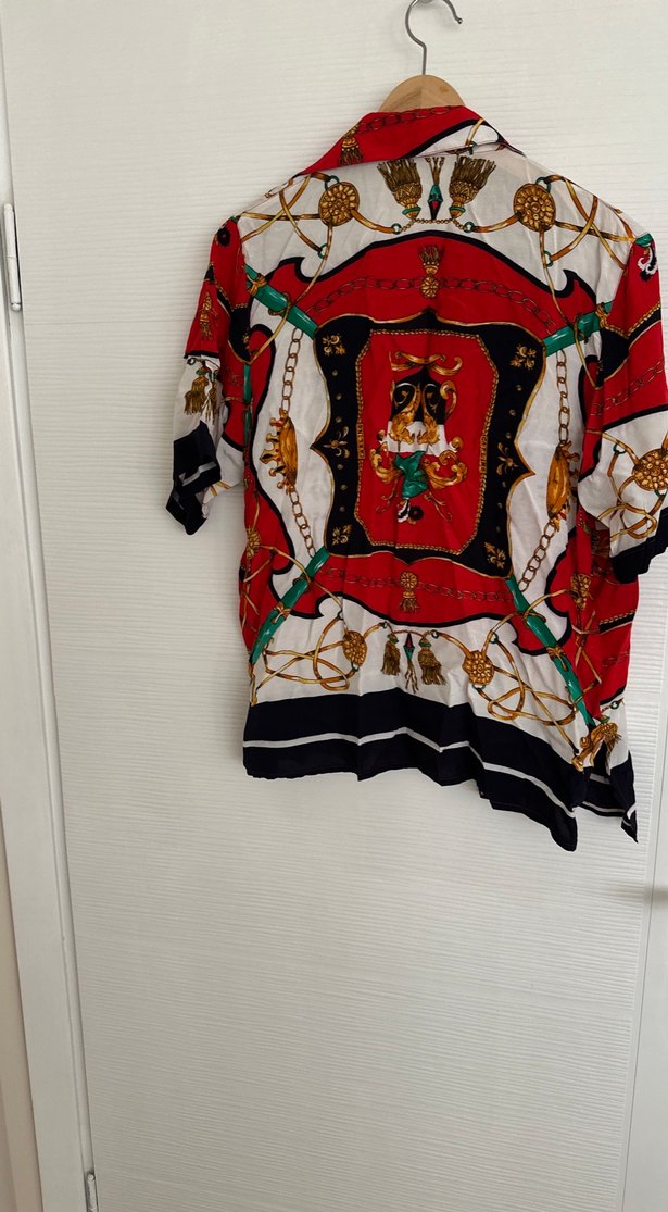 Desenli Kısa Kollu Kadın Gömlek - Görsel 2