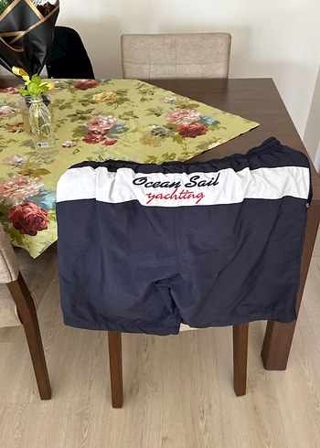 Erkek Koyu Mavi Baskılı Kemerli Mini Şort - Görsel 2