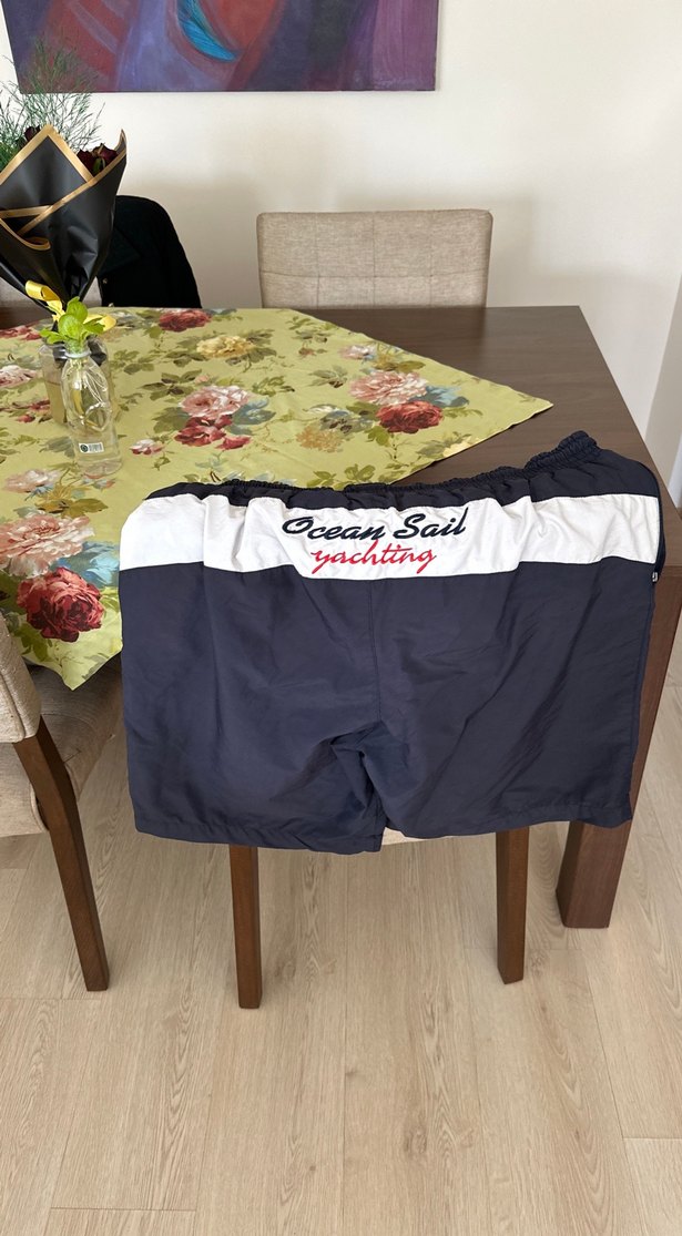 Erkek Koyu Mavi Baskılı Kemerli Mini Şort - Görsel 2