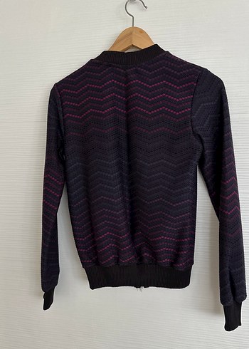 Mor Fermuarlı Kadın Triko Ceket - Görsel 2