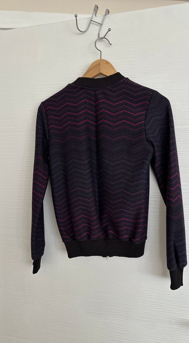 Mor Fermuarlı Kadın Triko Ceket - Görsel 2