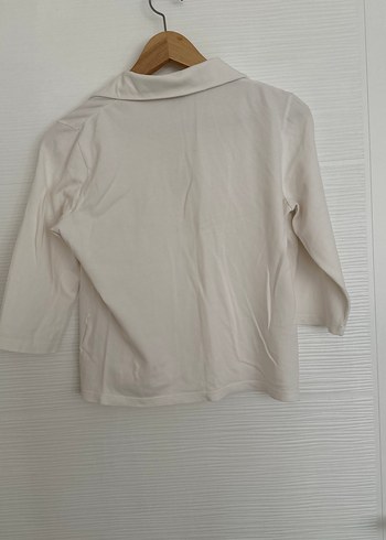 Beyaz V Yakalı Keten Kadın Gömlek - Görsel 2