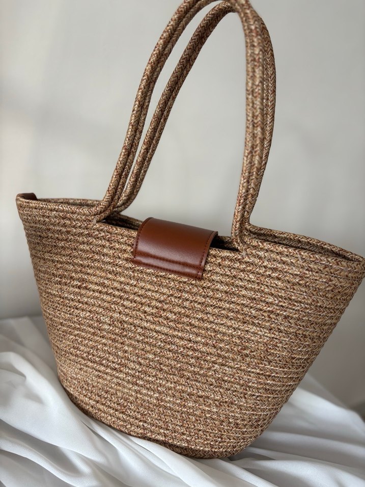 YSL ORİJİNAL HASIR Kahverengi Bohem Kadın Çanta - Görsel 2