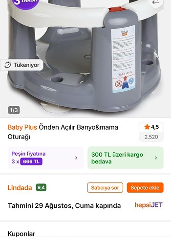 Baby Plus Gri Önden Açılır Banyo ve Mama Oturağı