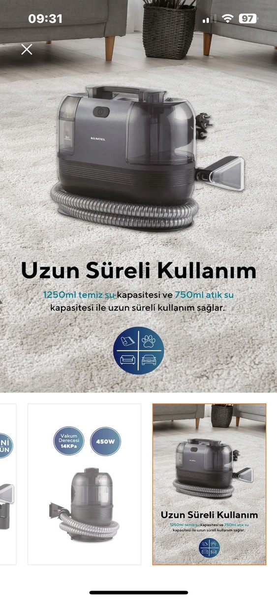 Gri Kumtel halı yıkama  450W - Görsel 3