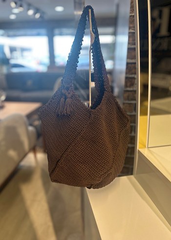 Kahverengi Örgü Bohem Kadın Çanta el örgüsü - Görsel 2
