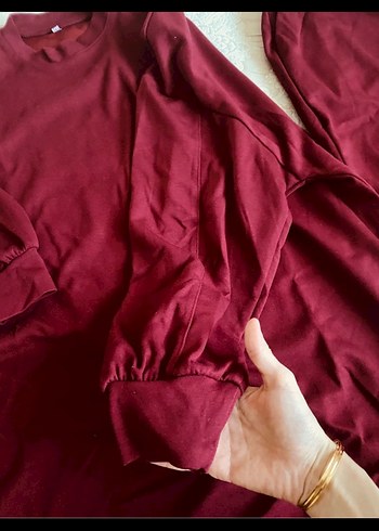 Bordo Kadın Uzun Kollu Salaş Eşofman Takımı - Görsel 6