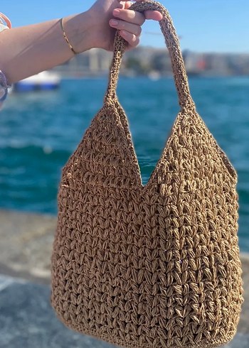 Bej Örgü Bohem Kadın Çanta - Görsel 2