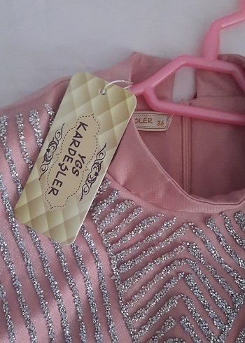 Pembe Drapeli Uzun Abiye Elbise - Görsel 5