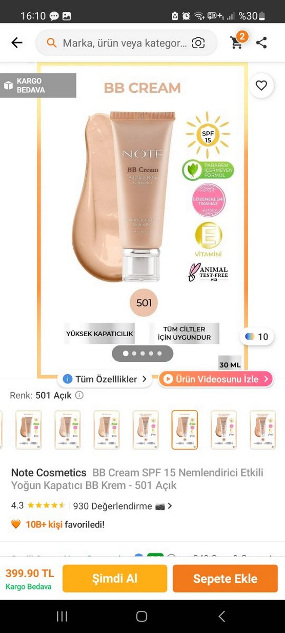 Note BB Krem SPF 15 - Bej - Görsel 4