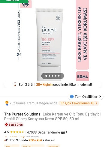 The Purest Solutions 50 SPF UVA UVB Güneş Kremi - Görsel 4