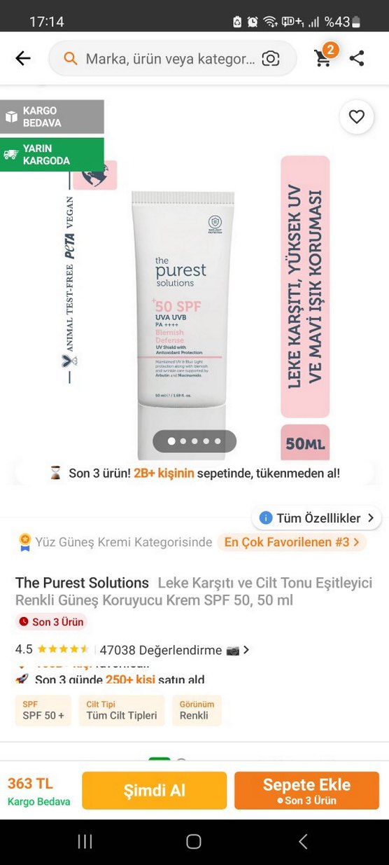 The Purest Solutions 50 SPF UVA UVB Güneş Kremi - Görsel 4
