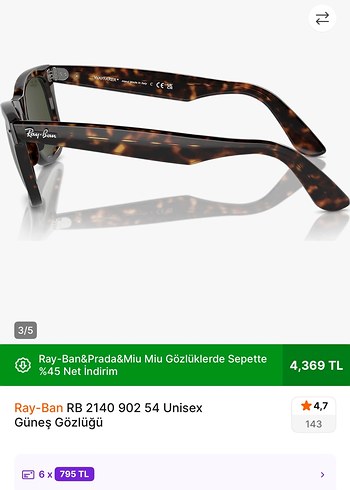 Beden kahverengi Renk Ray-Ban RB 2140 Unisex Güneş Gözlüğü