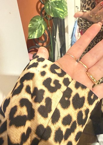 Leopar Desenli Kahverengi  Midi Elbise - Görsel 3