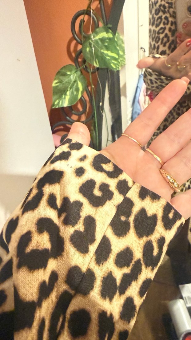 Leopar Desenli Kahverengi  Midi Elbise - Görsel 3