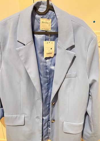 Düğmeli Mavi Kadın Blazer Ceket bebe mavisi - Görsel 3