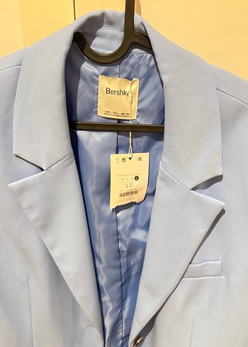 Düğmeli Mavi Kadın Blazer Ceket bebe mavisi - Görsel 2