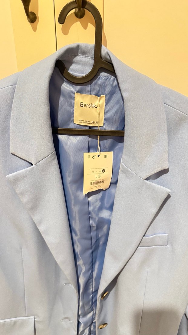 Düğmeli Mavi Kadın Blazer Ceket bebe mavisi - Görsel 2