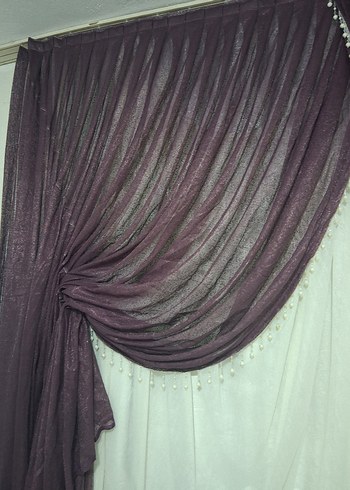 Mor İşlemeli kruvaze Perde - Görsel 2