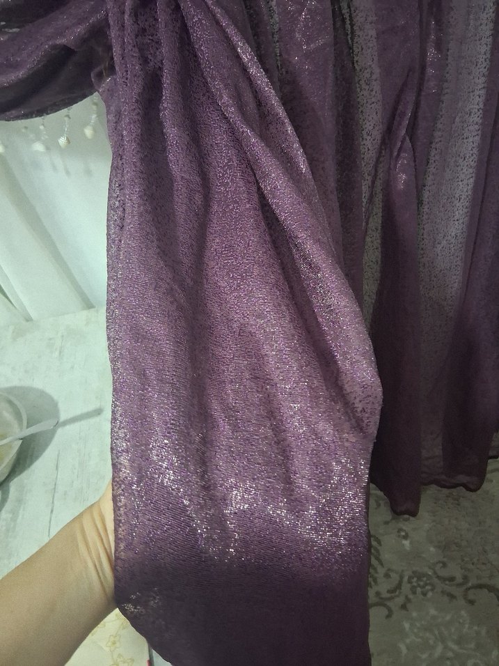 Mor İşlemeli kruvaze Perde - Görsel 3