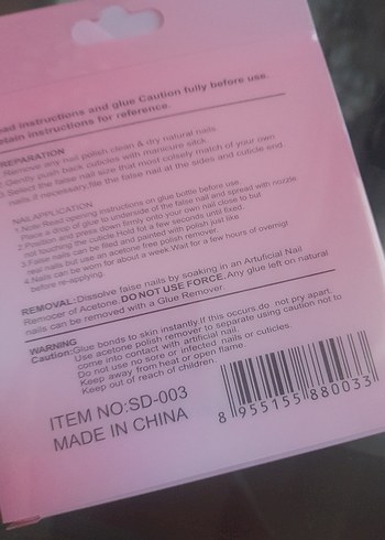 Pastel Pembe 12'li Basmalı Jel Tırnak Seti - Görsel 3