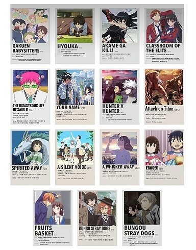 Beden Anime posterleri 60 Adet