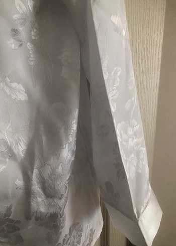 s Beden Parlak Beyaz Uzun Kollu Midi Pijama Takımı