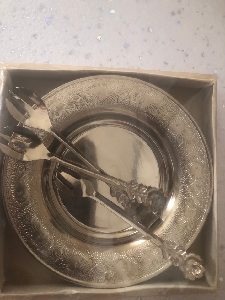 Parlak Gümüş rengi çay seti Renkli Bohem Tarzı Sofra Takımı - Görsel 4