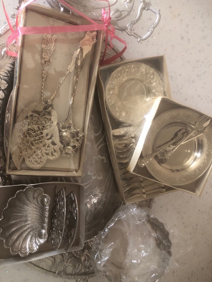 Parlak Gümüş rengi çay seti Renkli Bohem Tarzı Sofra Takımı - Görsel 2