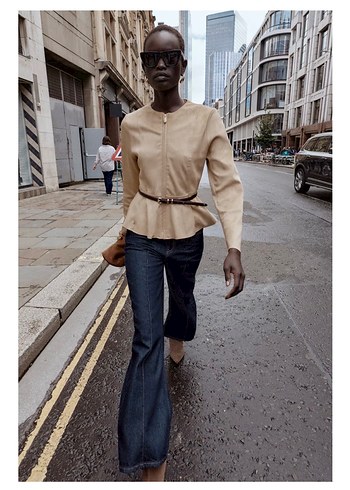 ZARA KEMERLİ SÜET PEPLUM CEKET - Görsel 2