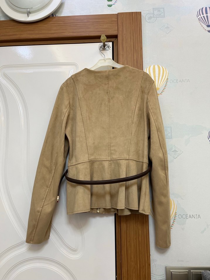 ZARA KEMERLİ SÜET PEPLUM CEKET - Görsel 5