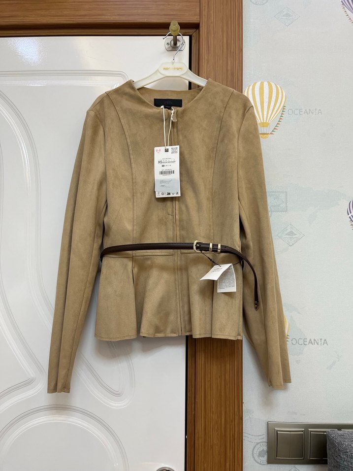 ZARA KEMERLİ SÜET PEPLUM CEKET - Görsel 3