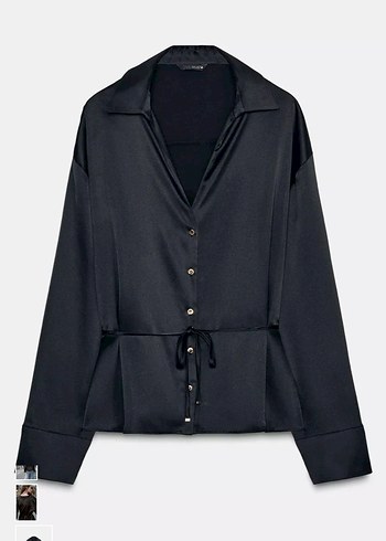 ZARA İNCE KEMERLİ SATEN BLUZ - Görsel 2