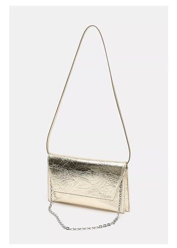 Zara Parlak Siyah Deri Kadın Portföy Çanta - Görsel 2