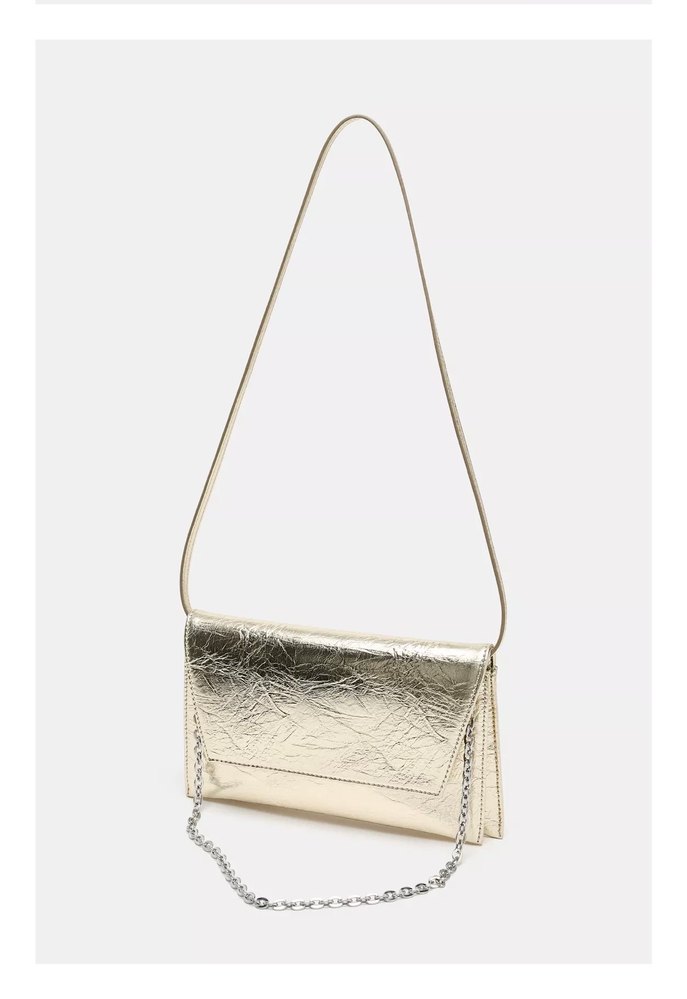 Zara Parlak Siyah Deri Kadın Portföy Çanta - Görsel 2