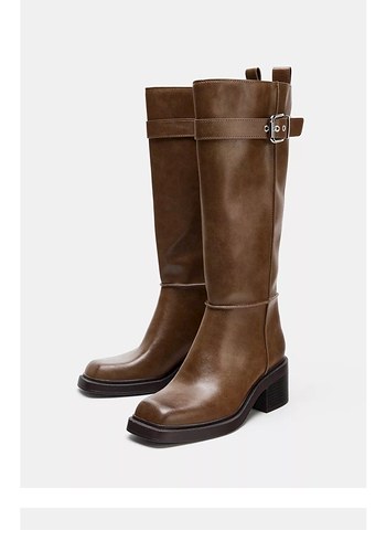 KONTRAST DİKİŞLİ DİZE KADAR ÇİZME - Görsel 2