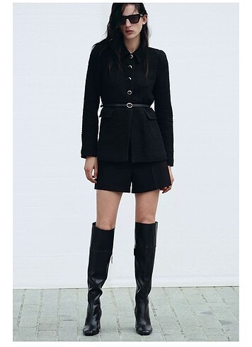 ZARA DOKULU KEMERLİ CEKET