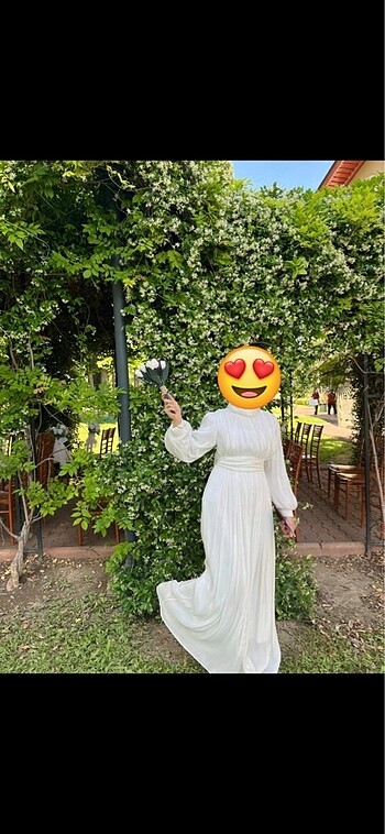 Beyaz tesettür abiye