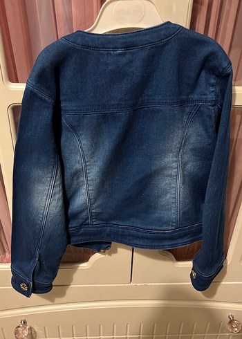 Kız Çocuk Parlak Mavi Denim Ceket - Görsel 2