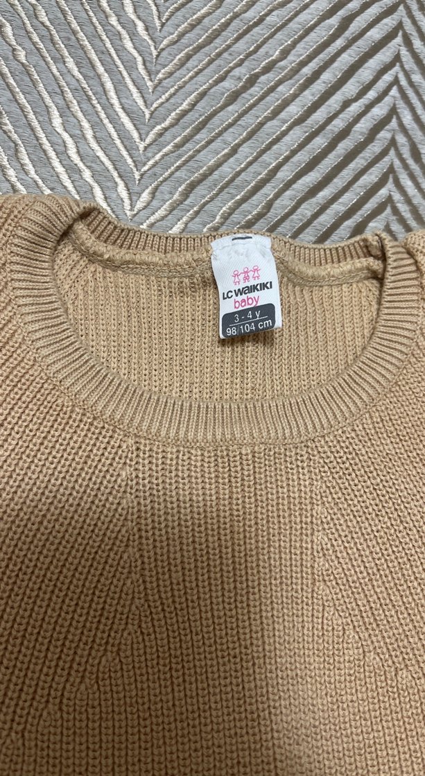 Bej Örgü çocuk yelek Pantolon Takımı - Görsel 2