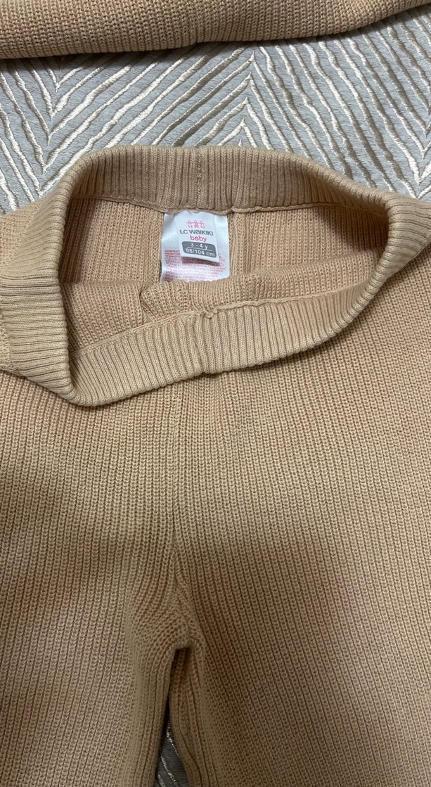 Bej Örgü çocuk yelek Pantolon Takımı - Görsel 3