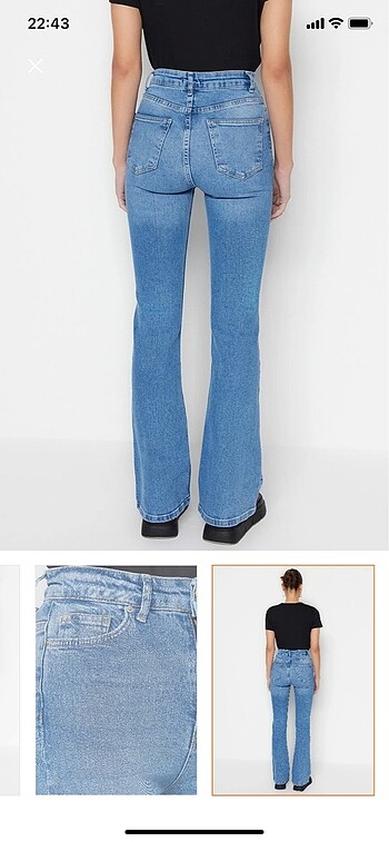 40 Beden Mavi yüksek bel flare jeans 40-42 beden