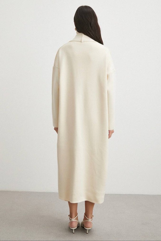 Boğazlı Üst Sıfır Kol Kadın Triko Uzun Takım - Görsel 2