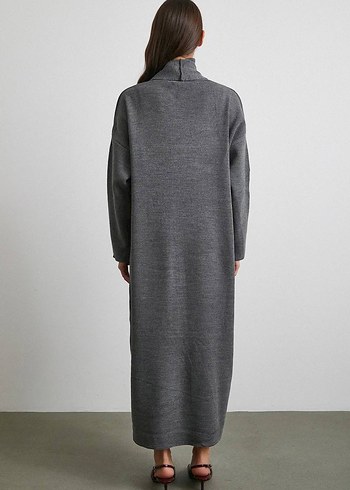 Boğazlı Üst Sıfır Kol Kadın Triko Uzun Takım - Görsel 4