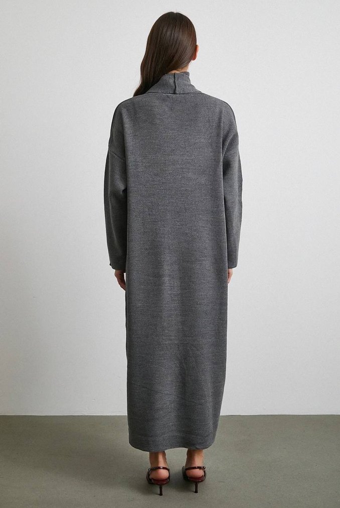 Boğazlı Üst Sıfır Kol Kadın Triko Uzun Takım - Görsel 4