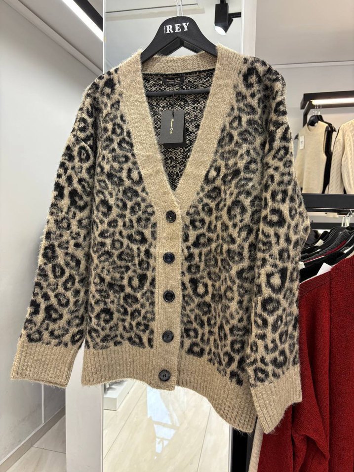 Kahverengi Leopar Desenli Kadın Hırka - Görsel 3