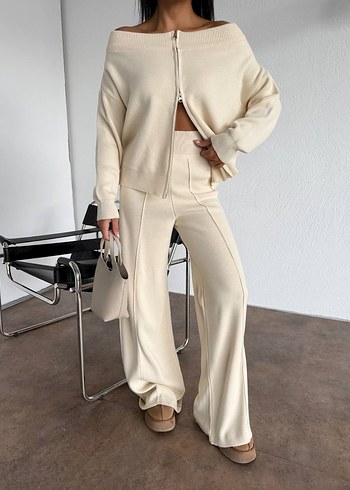 Beyaz Kadın Sweatshirt ve Pantolon Takımı - Görsel 2