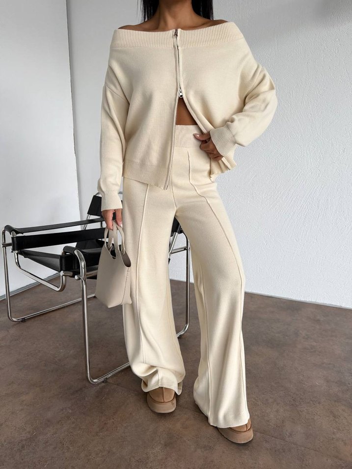 Beyaz Kadın Sweatshirt ve Pantolon Takımı - Görsel 2